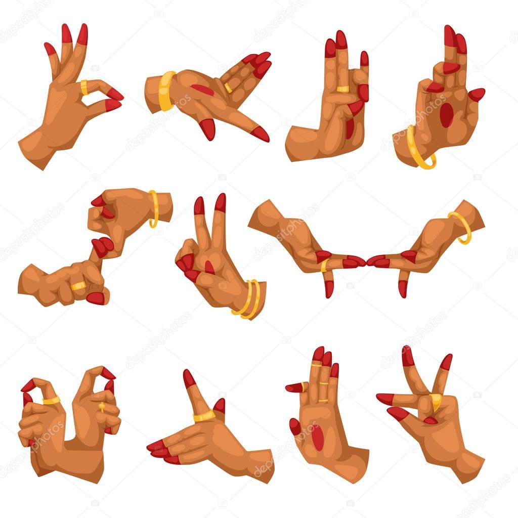 Mujer manos con namaste mudra sobre fondo blanco signo y gestos de