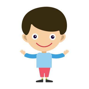 Çocuk portre eğlence genç ifade sevimli genç küçük çocuk düz insan neşeli sevinç rahat çocukluk hayatı vektör çizim karikatür karakter ve Umudunu kaybetme mutlu.