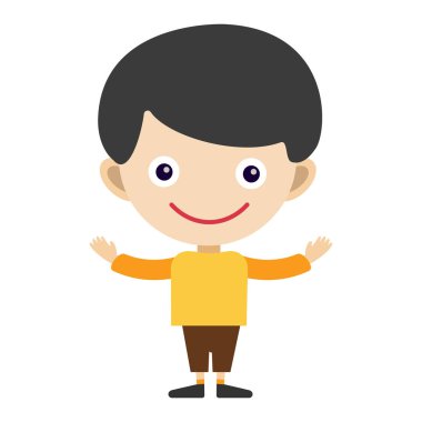 Çocuk portre eğlence genç ifade sevimli genç küçük çocuk düz insan neşeli sevinç rahat çocukluk hayatı vektör çizim karikatür karakter ve Umudunu kaybetme mutlu.