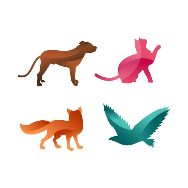 Дикие животные джунгли животных логотип силуэт геометрического полигона абстрактный характер и природа графического творческого зоопарка треугольник векторной иллюстрации . — стоковый вектор