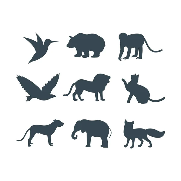 Wilde Tiere Dschungel Haustiere Logo Silhouette der geometrischen Polygon abstrakten Charakter und Natur Kunst Grafik kreativ Zoo Dreieck Vektor Illustration. — Stockvektor