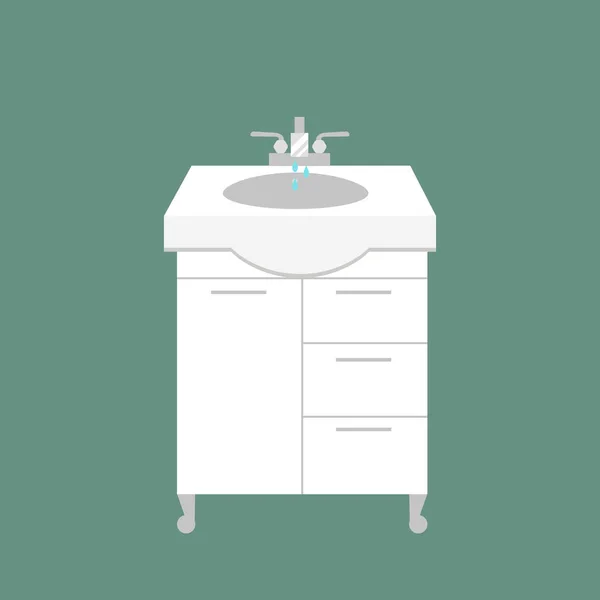 Cuarto de baño lavabo icono de color con el proceso de ahorro de agua símbolos higiene y limpieza del hogar limpieza belleza secador vector ilustración . — Vector de stock