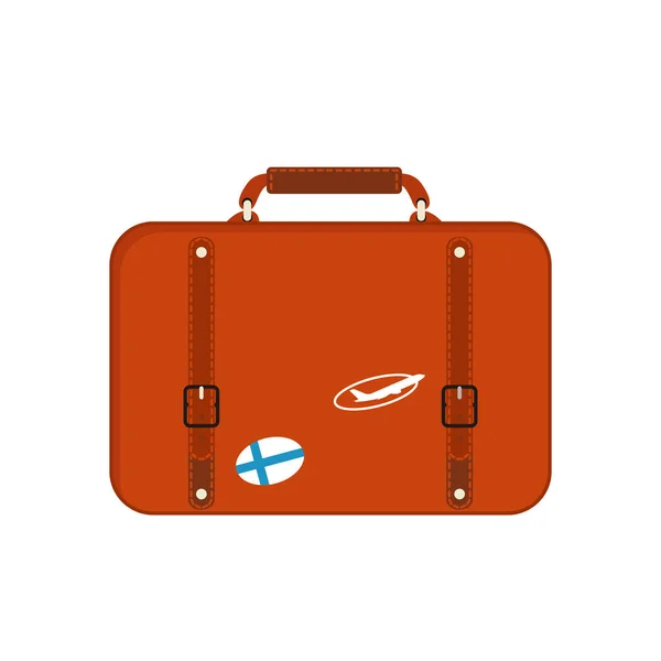 Viagem turismo moda bagagem ou bagagem férias alça couro grande embalagem pasta e viagem destino caso saco sobre rodas vetor ilustração . —  Vetores de Stock