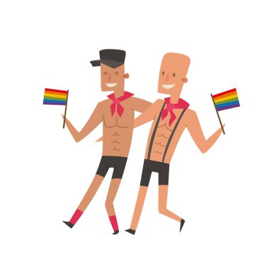 Eşcinsel gay ve lezbiyen insanlar evlilik adam, kadın aile ve renkleri özgür aşk töreni topluluk karakter hoşgörü sembolü vektör çizim çiftler..