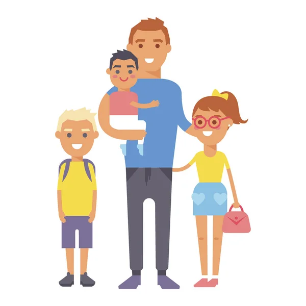 Famiglia persone adulto felicità sorridente gruppo insieme genitorialità concetto e genitore casuale, allegro, stile di vita felice personaggio vettore illustrazione . — Vettoriale Stock