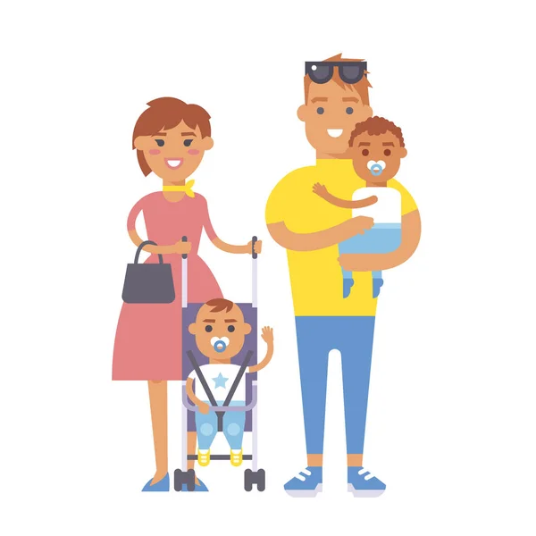 Familia personas adultos felicidad sonriente grupo juntos crianza concepto y padre casual, alegre, estilo de vida feliz carácter vector ilustración . — Archivo Imágenes Vectoriales