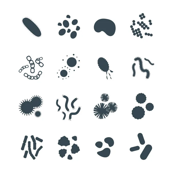 细菌病毒显微分离的微生物图标人类微生物学生物和医学感染生物学疾病病原体模具矢量图. — 图库矢量图片