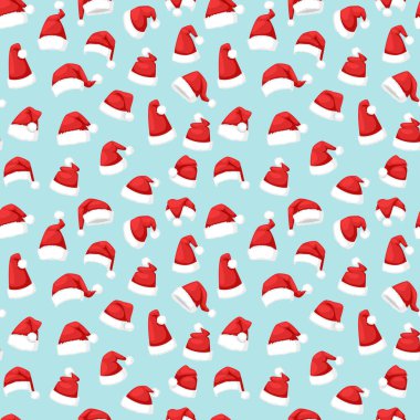 Noel Baba Noel Şapkası Vektör Çizimi Kusursuz Desen