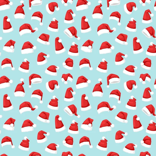 Santa Christmas Hat Vector Illustration nahtlose Muster — Stockvektor