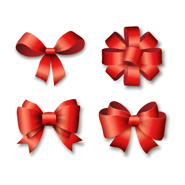 Red ribbons set for gifts — Stock Vector