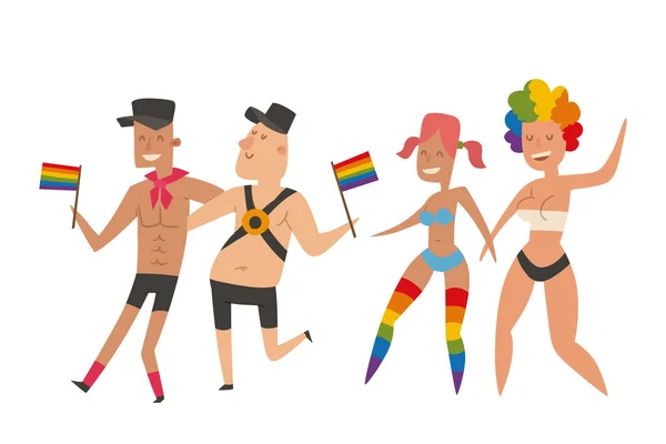 Гомосексуальні геї та лесбійки одружуються чоловік, жінка пара сімейні та кольорові безкоштовні кольори обряди кохання громадськість символи терпимості символ Векторні ілюстрації . — стоковий вектор