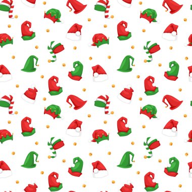 Noel Baba Noel Şapkası Vektör Çizimi Kusursuz Desen