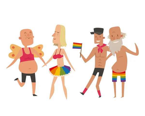Homossexual gay e lésbicas pessoas casamento homem, mulher casais família e cores livre amor cerimônia comunidade personagens tolerância símbolo vetor ilustração . —  Vetores de Stock