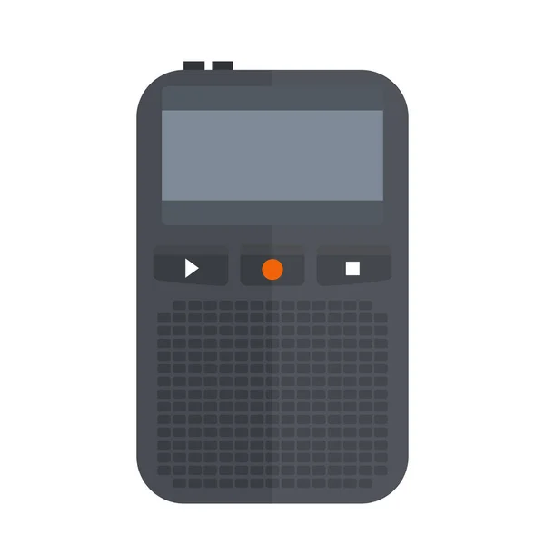 Tape recorder of dictafoon pictogram geïsoleerd op witte vector illustratie microfoon voice audio geluidsapparatuur elektronisch apparaat pocket media interview — Stockvector