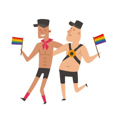 Eşcinsel gay ve lezbiyen insanlar evlilik adam, kadın aile ve renkleri özgür aşk töreni topluluk karakter hoşgörü sembolü vektör çizim çiftler..