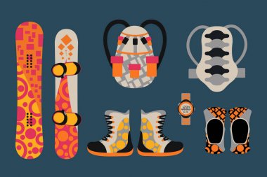Snowboard spor giyim ve araçlar öğeler