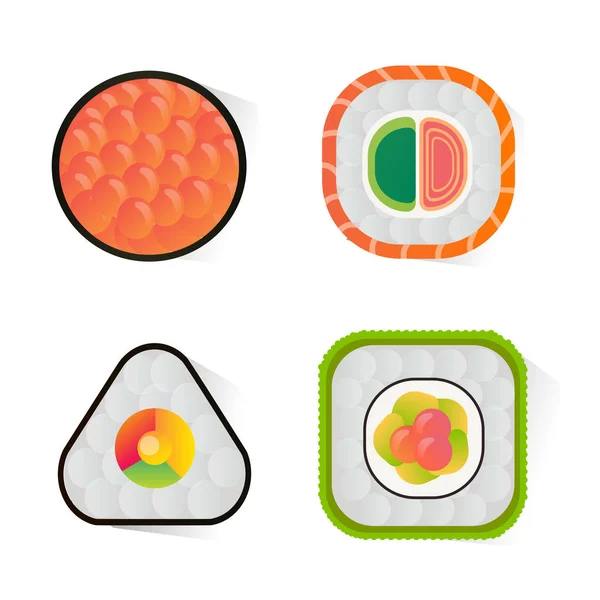 Set de sushi y rollos vectoriales aislados sobre fondo blanco — Vector de stock