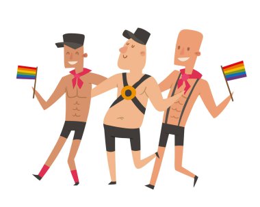 Eşcinsel gay ve lezbiyen insanlar evlilik adam, kadın aile ve renkleri özgür aşk töreni topluluk karakter hoşgörü sembolü vektör çizim çiftler..