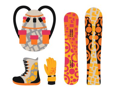 Snowboard spor giyim ve araçlar öğeler