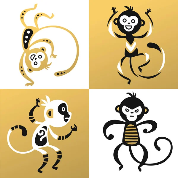 Ilustração de vetor de macaco estilo chinês — Vetor de Stock