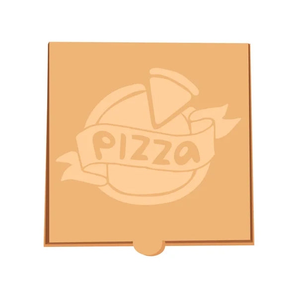Caja de pizza cerrada vector ilustración servicio de entrega artesanía aislada en segundo plano empresa paquete de alimentos cartón en blanco envase de papel vacío — Archivo Imágenes Vectoriales