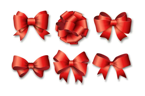 Red ribbons set for gifts — Stock Vector