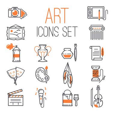 Sanat simgesi craft öğesi web simgesi tasarım siluet piktogram koleksiyonu vektör çizim ve beyaz arka plan modern izole grafik seti özetlenen.