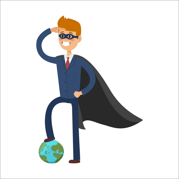 Superhero business man character vector illustration success cartoon power concept businessman strong person silhouette leader team — Stock Vector