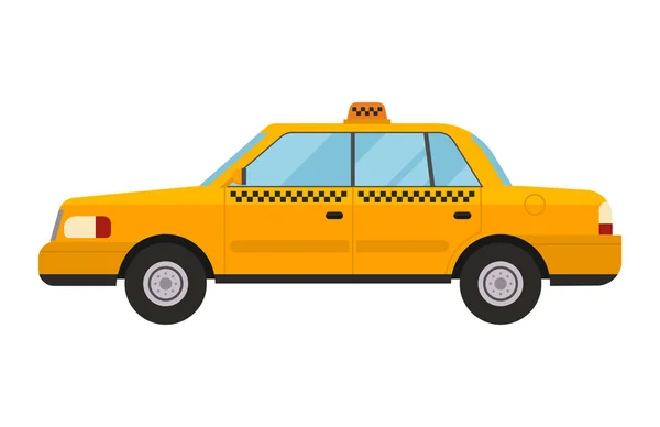 Такси желтый автомобиль стиль векторной иллюстрации транспортные изолированные такси городской службы значок движения символ пассажирского городского автомобильного знака доставки коммерческих — стоковый вектор