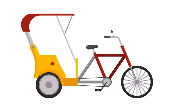 Riksza rower wektor na białym tle żółty turystyka ilustracja transportu na białym tle taksówki podróży usługi ruchu ikonę symbolu pasażera znak dostawy — Wektor stockowy