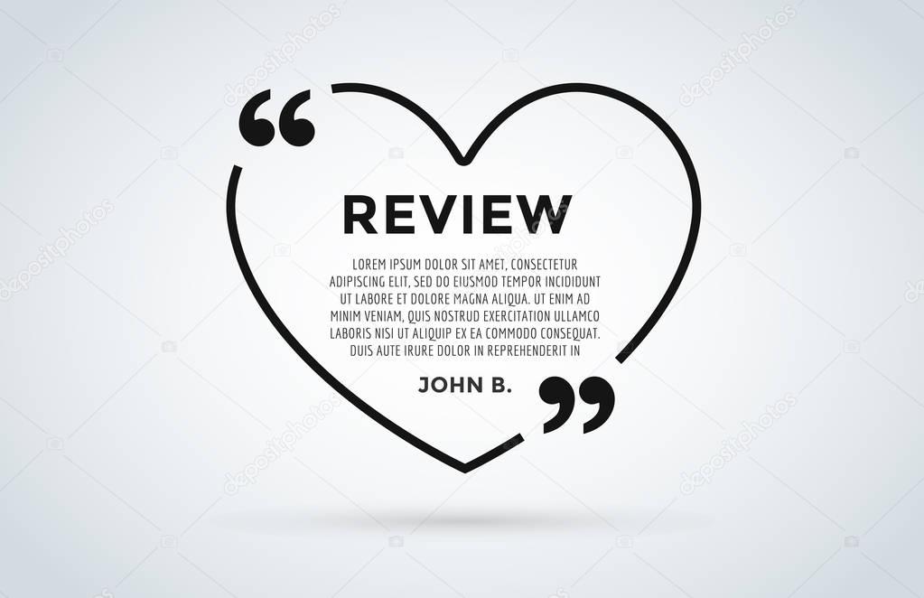 Website review quote citation blank template vector icon comment customer circle paper information text chat citing description dialog discussion