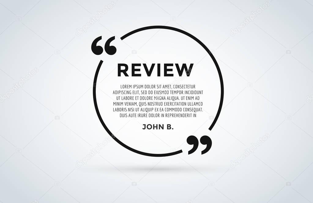 Website review quote citation blank template vector icon comment customer circle paper information text chat citing description dialog discussion
