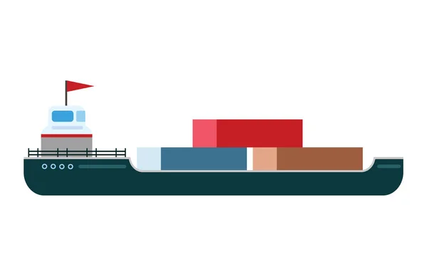 Gemi Tekne deniz vektör illüstrasyon izole tanker siluet taşıyıcı yelkenli aracı seyahat deniz nakliye gemisi simgesi cruise su dock yakıt yelken — Stok Vektör