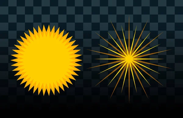Sol explosão estrela ícone conjunto vetor ilustração verão isolado natureza brilho luz solar raio de sol faísca nascer do sol sinal sol símbolo luz forma sol solar — Vetor de Stock