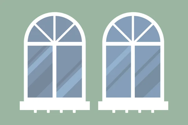 Typ prvku windows dům izolovaný plochý rám domácí dveře dvojité konstrukce a moderní dekorace bytu vektorové ilustrace. — Stockový vektor