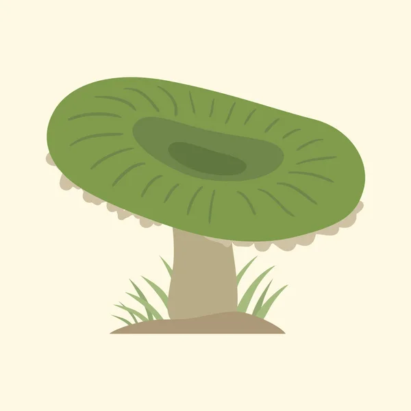 Cogumelo verde venenoso natureza alimento vegetariano saudável outono comestível e fungo vegetal orgânico matéria-prima vetor ilustração . — Vetor de Stock