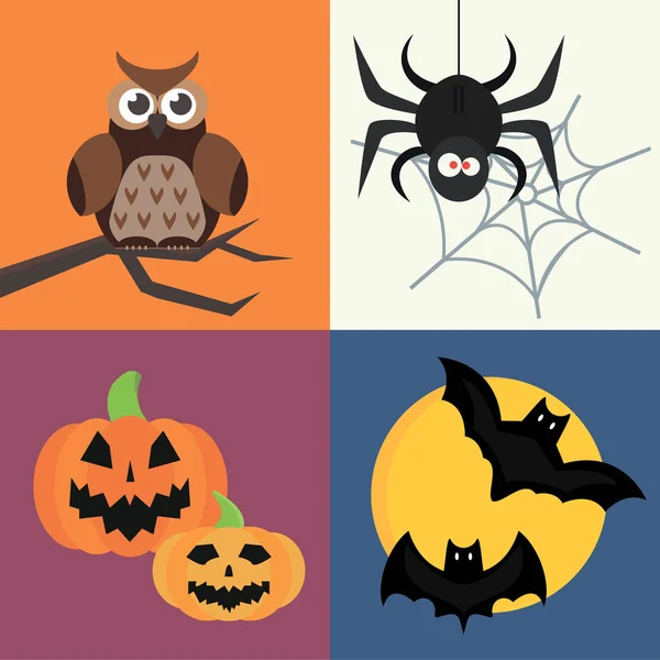 Halloween vector iconos conjunto tradicional truco o tratar celebración cementerio colección y oscuridad decoración diseño fantasía miedo vector ilustración . — Vector de stock