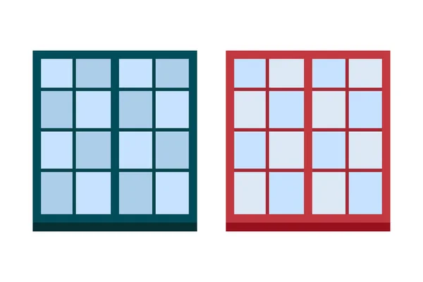 Art des Hauses Fenster Element isoliert flachen Stil Rahmen Wohnungstür doppelte Konstruktion und zeitgenössische Dekoration Wohnung Vektor Illustration. — Stockvektor