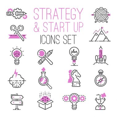 Bilgi grafik Web siteleri kullanıcı arabirimi yönetim Finans başlangıç vektör çizim için uygun başlangıç proje anahat web işletme sblack ve mor Icon set.