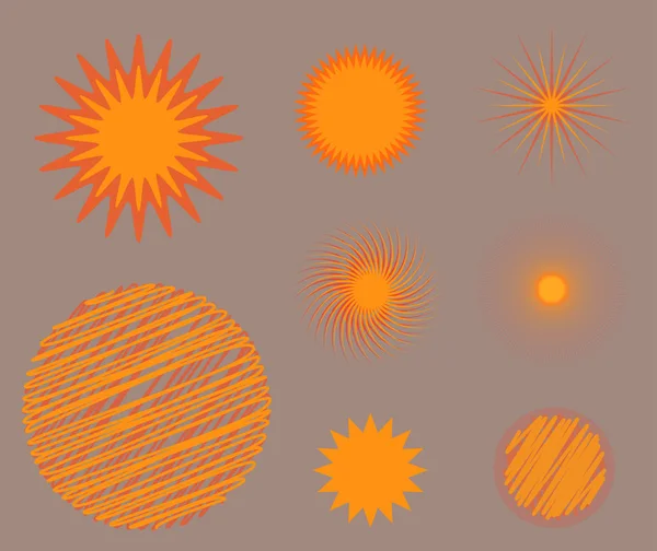 Éclat de soleil icône étoile ensemble vecteur illustration été isolé nature éclat soleil rayon de soleil étincelle lever de soleil signe ensoleillé symbole lumière forme soleil soleil solaire — Image vectorielle
