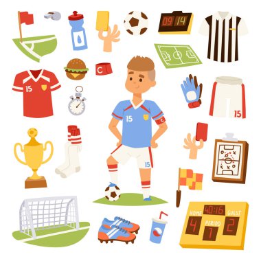 Futbol oyuncu adam simgeler illüstrasyon vektör.