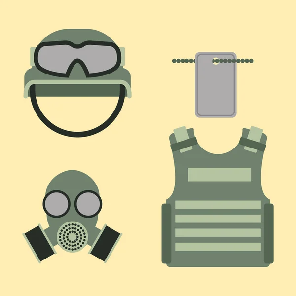 Militaire Amerikaanse vechter munitie Marine camouflage teken en wapen kanonnen symbolen armor set krachten ontwerp vectorillustratie. — Stockvector