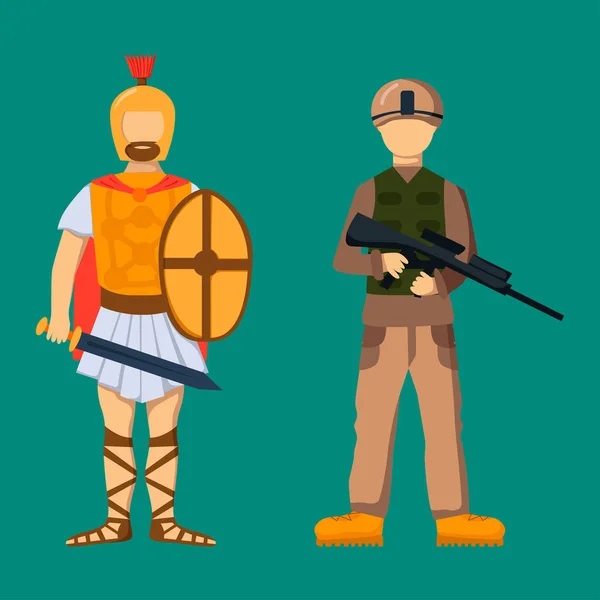 Militar soldado personagem arma símbolos armadura homem silhueta forças design e americano lutador munição marinha camuflagem sinal vetor ilustração . —  Vetores de Stock