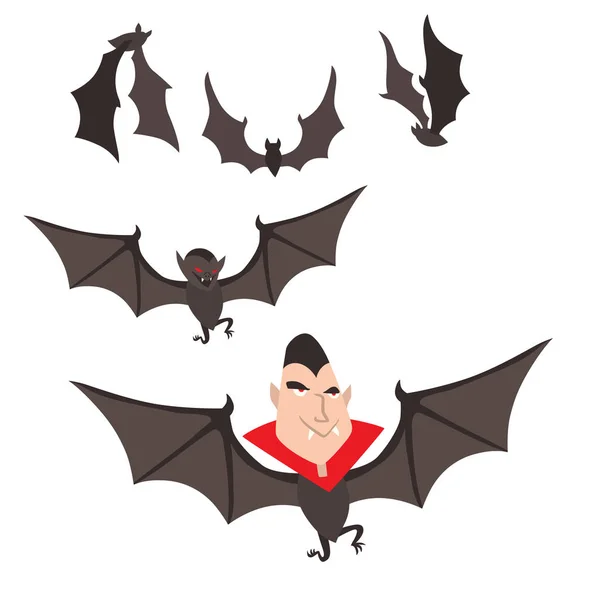 Rajzfilm Drakula vektor szimbólumok vámpír ikonok karakter vicces ember vicces halloween és a mágia helyesírás boszorkányság szellem éjszaka ördög mese illusztráció. — Stock Vector