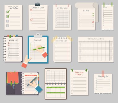 Not defteri şablonları kümesi vektör.