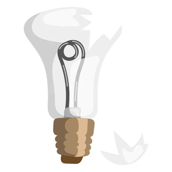 Ampoule brisée vecteur illustration concept isolé conception innovation lumière lampe ressource électricité symbole solution invention watt remue-méninges signe — Image vectorielle