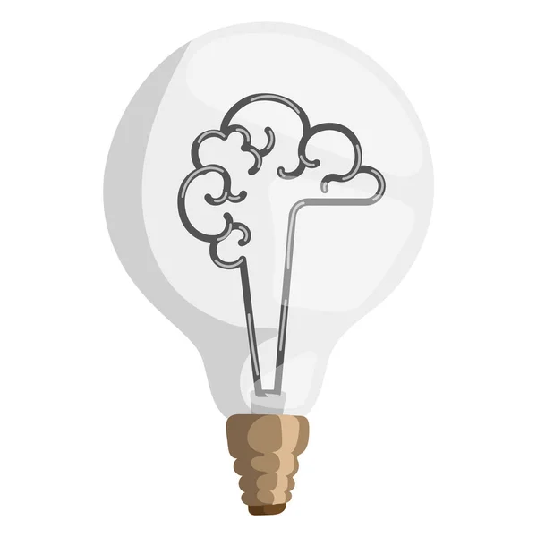 Lámpara cerebral vector ilustración concepto diseño aislado bombilla fuente de luz electricidad símbolo solución invención vatios lluvia de ideas signo — Archivo Imágenes Vectoriales