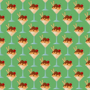 buz çizgi film Dikişsiz desen arka plan renkli krem tatlı vektör illüstrasyon çikolata gıda tatlı soğuk izole simgesi aperatif koni dondurulmuş meyve lezzetli şeker çubuğu parti lezzetli