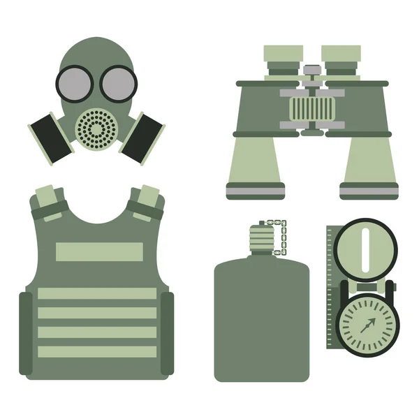 Militär Körper Rüstung Symbole Rüstung Set Kräfte Design und amerikanische Kampfflugzeug Munition Navy Tarnung Zeichen Vektor Illustration. — Stockvektor