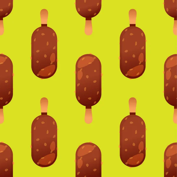 Ijs naadloze patroon vector illustratie geïsoleerd cartoon chocoladedessert zoete koude snack smakelijke bevroren snoep heerlijke pictogramachtergrond — Stockvector